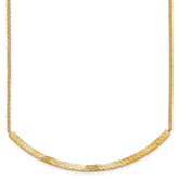 14K Polished and Diamond-cut Bar Double Chain w/2in ext. Necklace